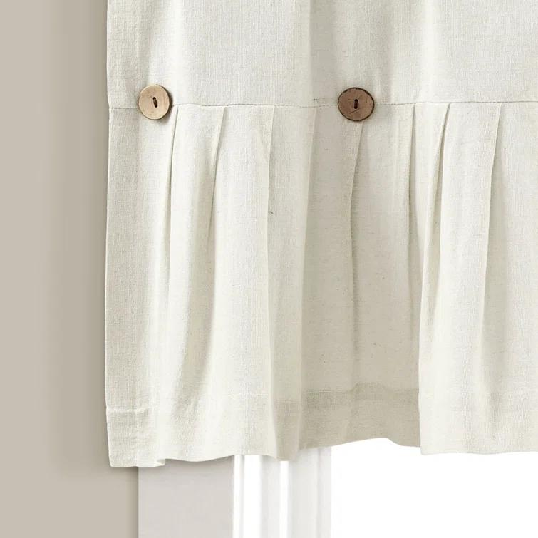 Lush Decor Linen Button Cotton Blend Tailored Window Valance