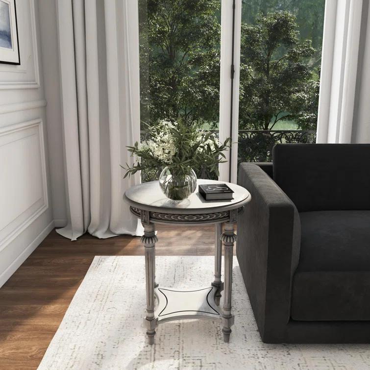 Hellinger Dark Cherry Round Wood End Table