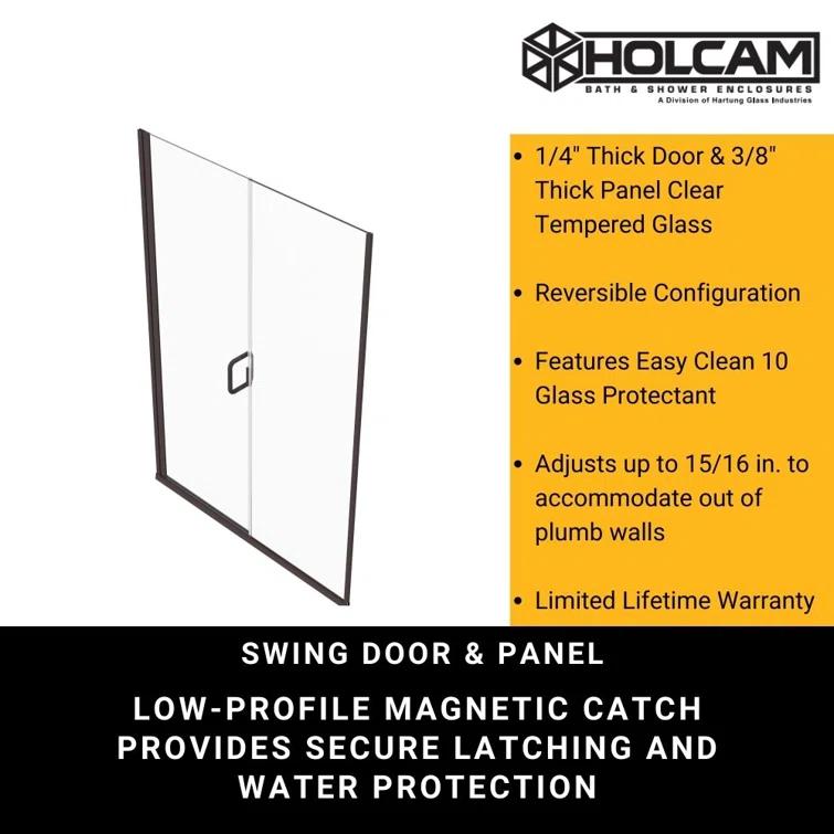 Distinctive Elite 58.06" W x 71.38" H Hinged Semi-Frameless Shower Door
