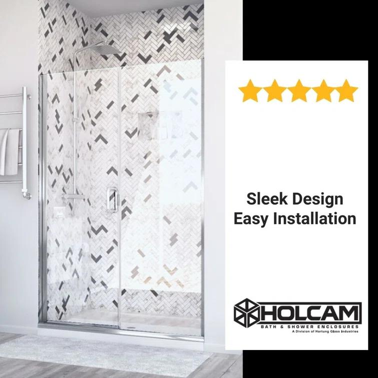 Distinctive Elite 58.06" W x 71.38" H Hinged Semi-Frameless Shower Door