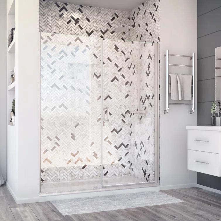 Distinctive Elite 58.06" W x 71.38" H Hinged Semi-Frameless Shower Door
