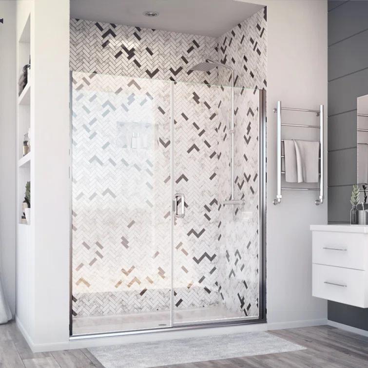 Distinctive Elite 58.06" W x 71.38" H Hinged Semi-Frameless Shower Door