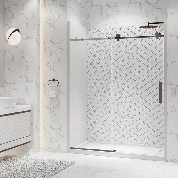 Eclipse 56" W x 74" H Single Sliding Frameless Shower Door