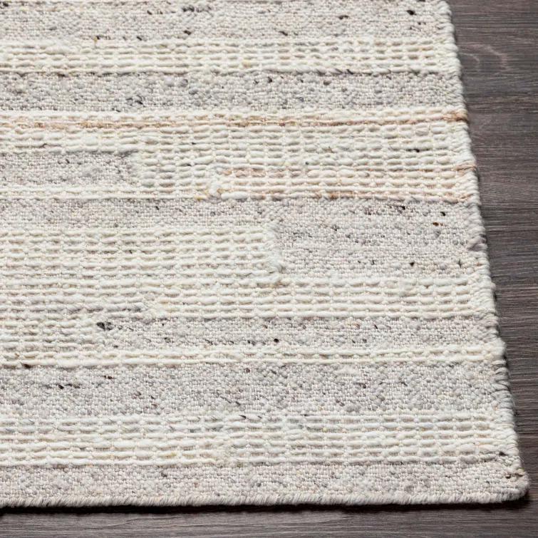 Gray Rectangular Handmade Wool and Viscose Area Rug, 8'10" x 12'