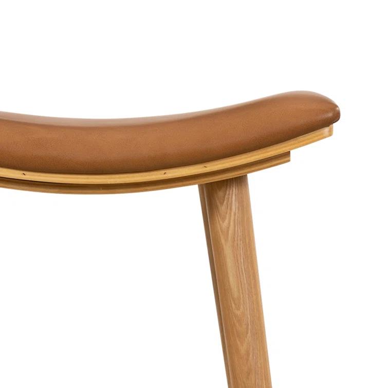 Oak Wood Saddle Bar & Counter Stools