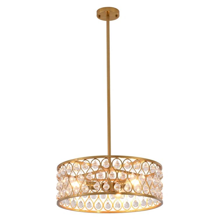 Kridia 3 Light Black Metal Frame Chandelier With Crystal Accents