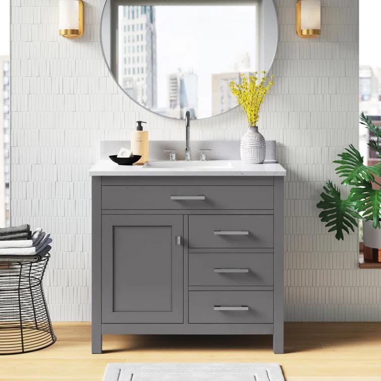 Atencio 36'' Single Bathroom Vanity with Engineered Stone Top