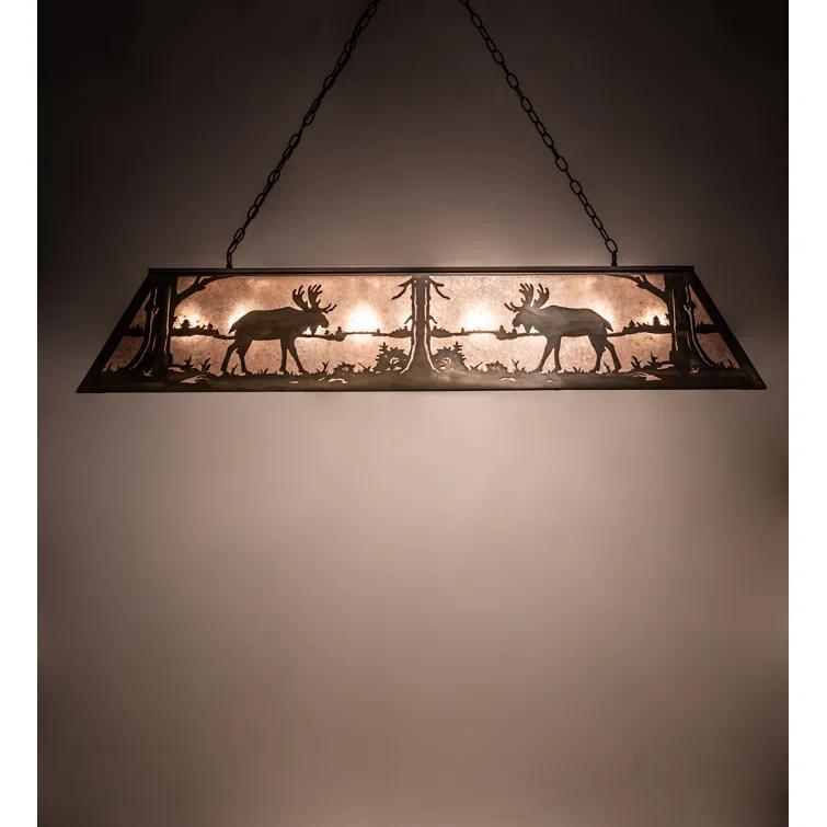 Meyda Lighting Rustic Lodge 9 - Light Antique Copper Pool Table Lights Pendant