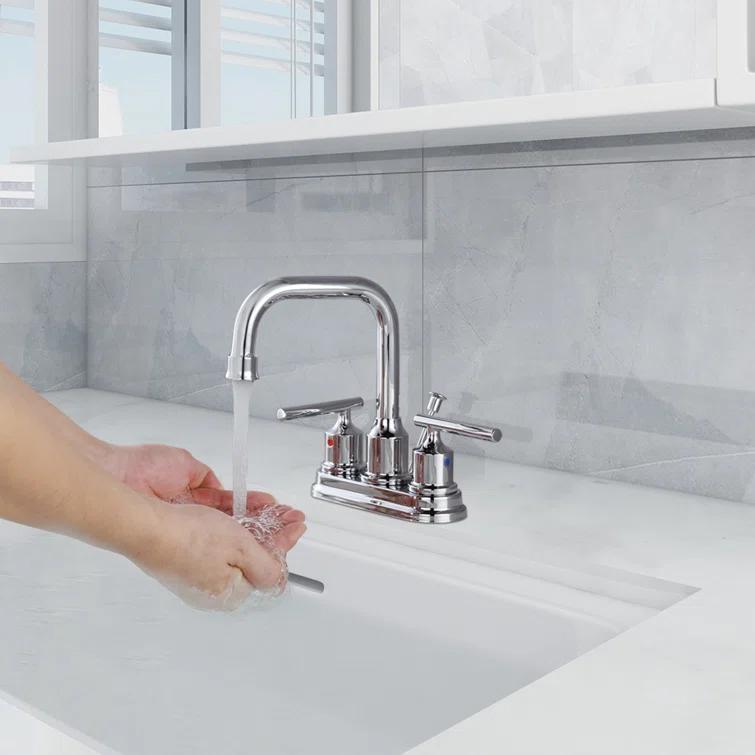 Centerset 2-handle Bathroom Faucet with Drain Assembly