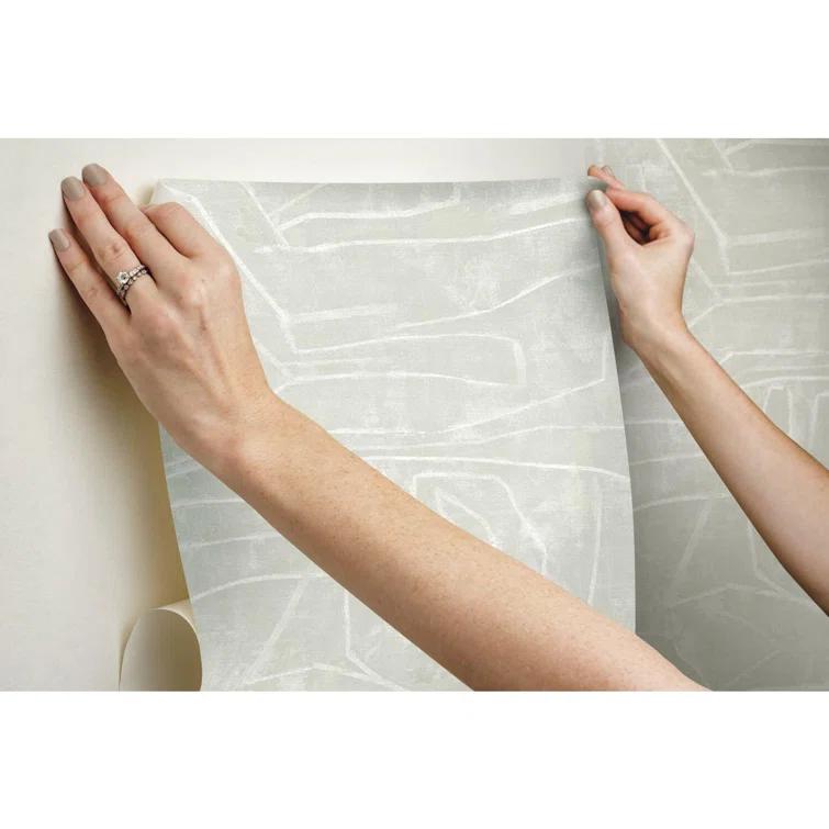 Beige Abstract Vinyl Peel and Stick Wallpaper Roll