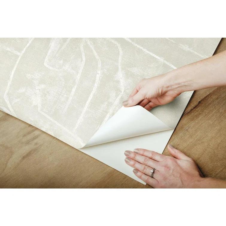 Beige Abstract Vinyl Peel and Stick Wallpaper Roll