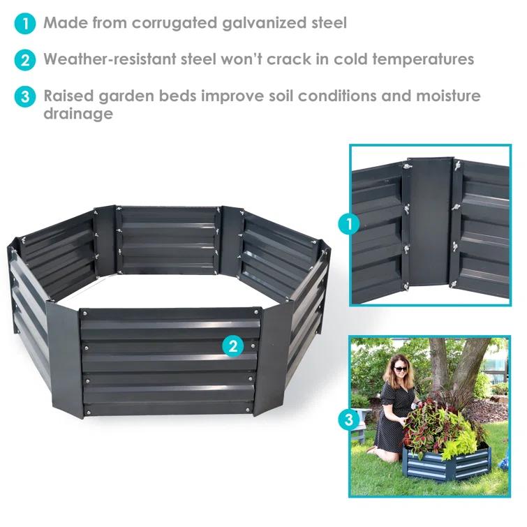 Irick Hexagon Galvanized Steel Raised Garden Bed - 40.5" x 36" x 11.75"