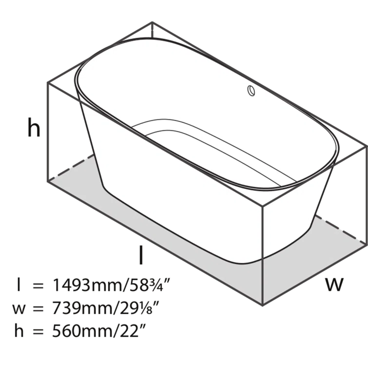 Vetralla 59" x 29" Freestanding Soaking Bathtub