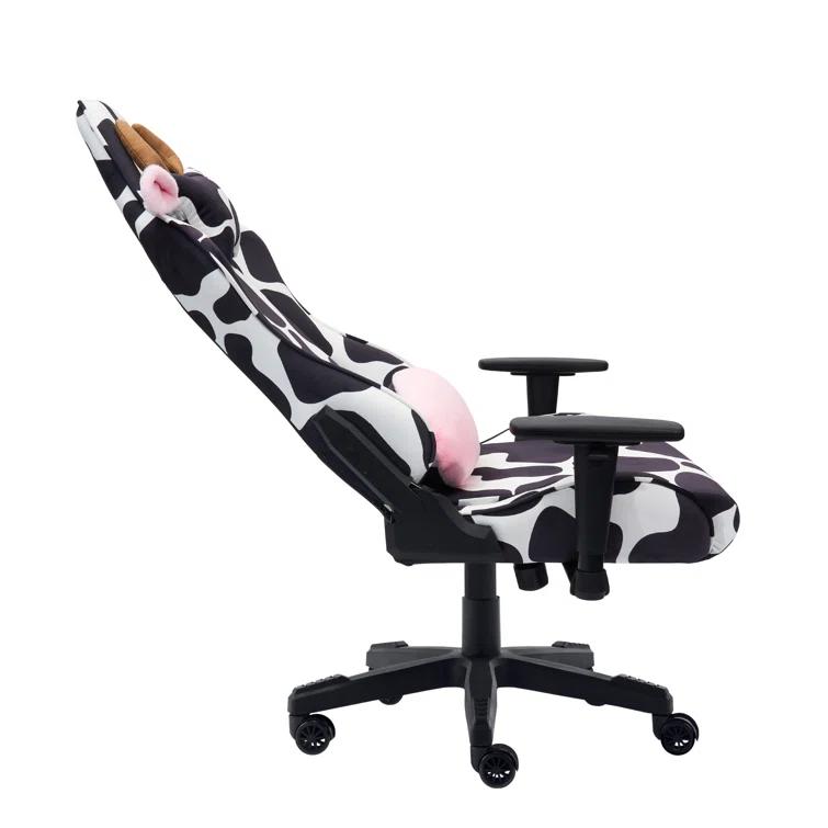 Ts85 Cow Print Luxx Series Gaming Chair Cow - Techni Sport: Velvet Upholstery, Memory Foam, Adjustable