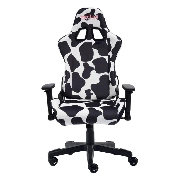 Ts85 Cow Print Luxx Series Gaming Chair Cow - Techni Sport: Velvet Upholstery, Memory Foam, Adjustable