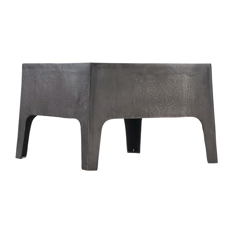 Black Square Metal Storage Cocktail Table