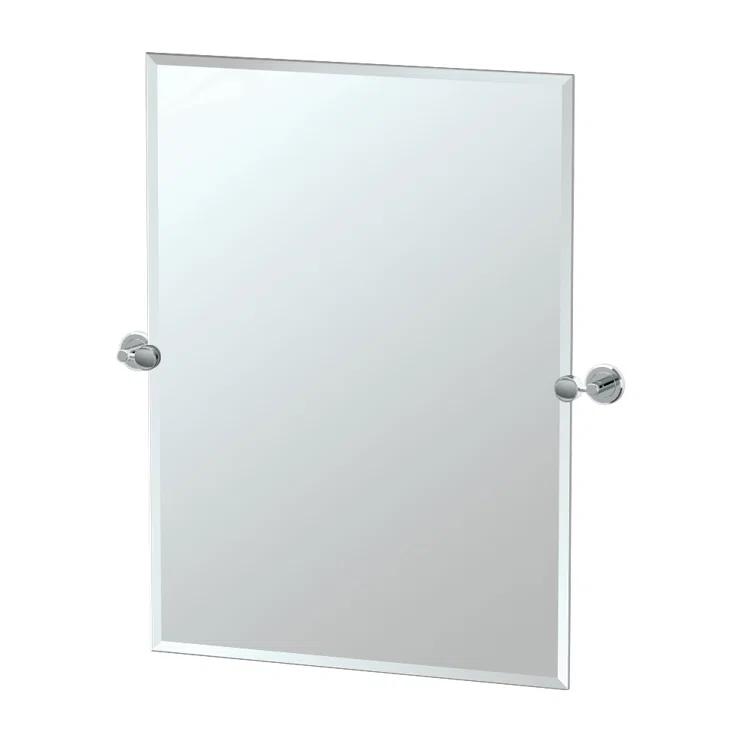 Latitude II Wall Mounted Frameless Beveled Rectangle Mirror | Pivoting Bathroom Vanity Wall Mirror