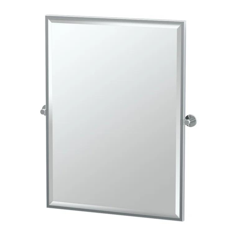 Channel Modern Framed Beveled and Pivoting Bathroom Vanity Mirror