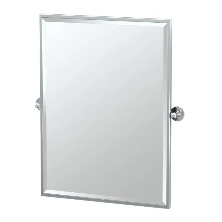 Café Wall Mounted Framed Rectangle Bathroom Vanity Mirror | Pivoting (Tilting) and Beveled Mirror