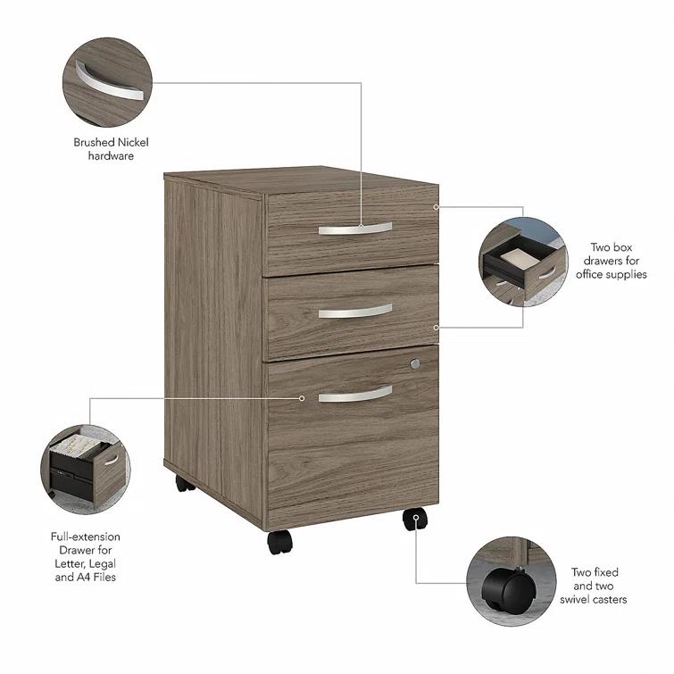 Bush Business Furniture Studio C L Shaped Desk with Mobile File Cabinet and Return