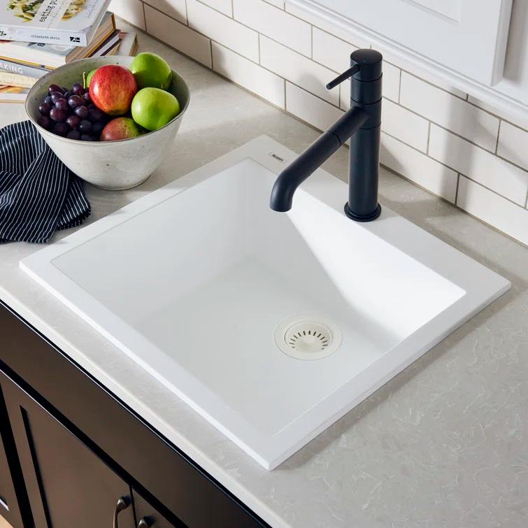 Ruvati Ruvati epiGranite Drop-in Topmount Granite Composite Kitchen Sink RVG1022WH