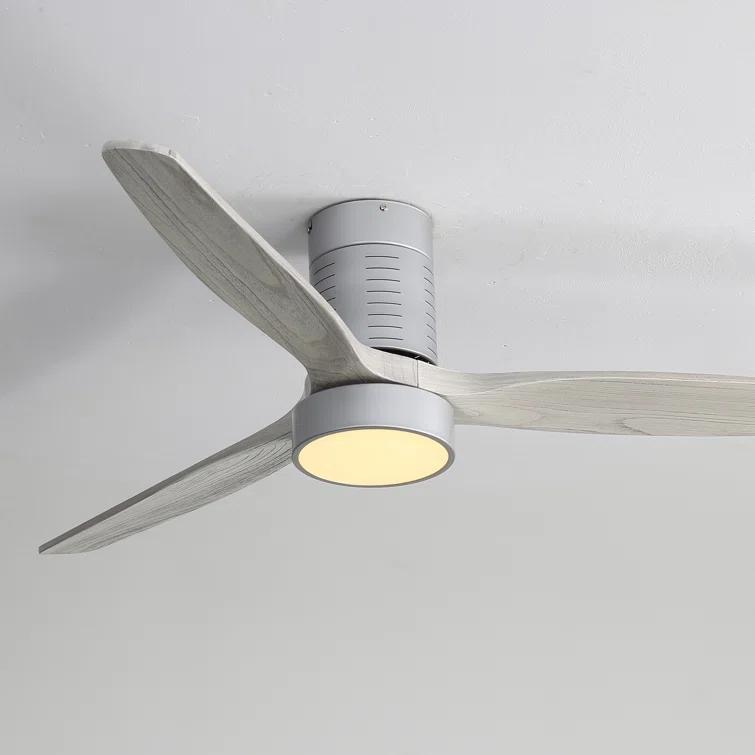 Ivy Bronx Kemp 52'' 3 -Blade LED Flush Mount Ceiling Fan with Remote Control and Light Kit Included