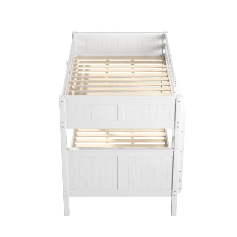 White Full Over Full Bunk Bed with Twin Trundle and Panel Headboard