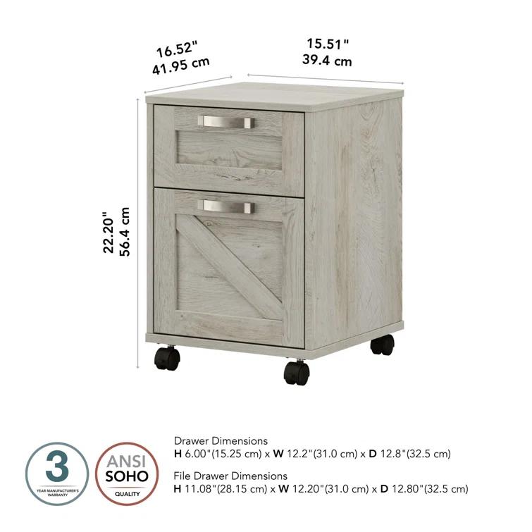 Cowden 16"W 2 -Drawer Mobile Vertical Filing Cabinet