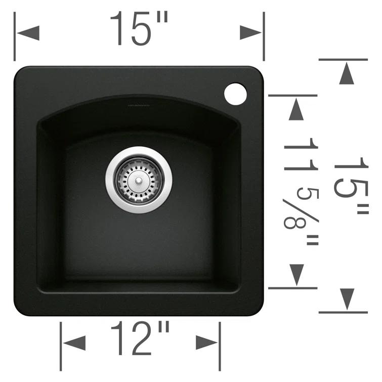 Diamond SILGRANIT 15" L x 15" W Drop-in/Undermount Bar Sink