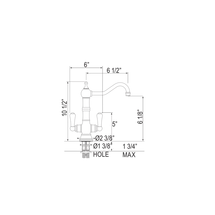 Perrin & Rowe U.4759STN-2 Edwardian Two Handle Bar/Food Prep Kitchen Faucet