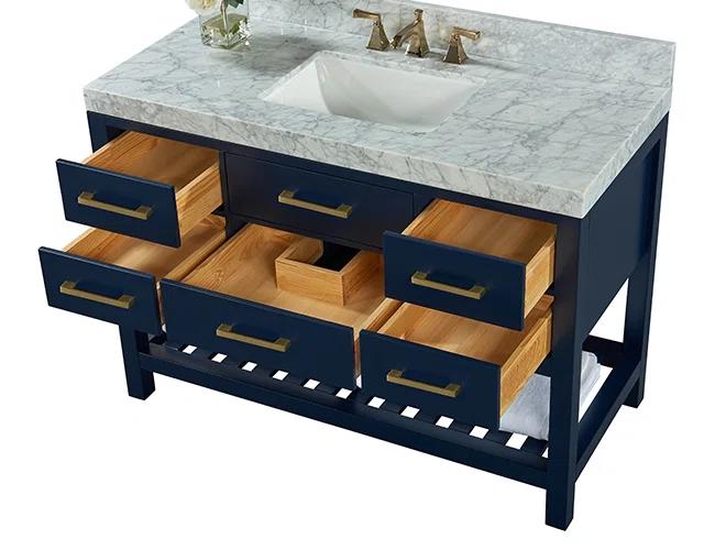 Ancerre Designs Elizabeth 48" Wood Bathroom Vanity Set in Heritage Blue