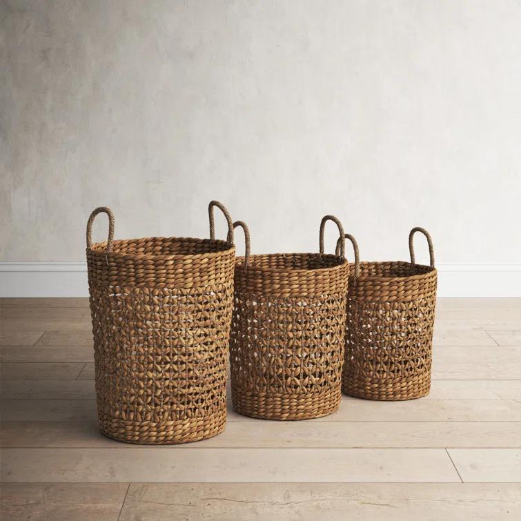Seagrass Handmade Woven Decorative and Functional Storage Basket with Handles