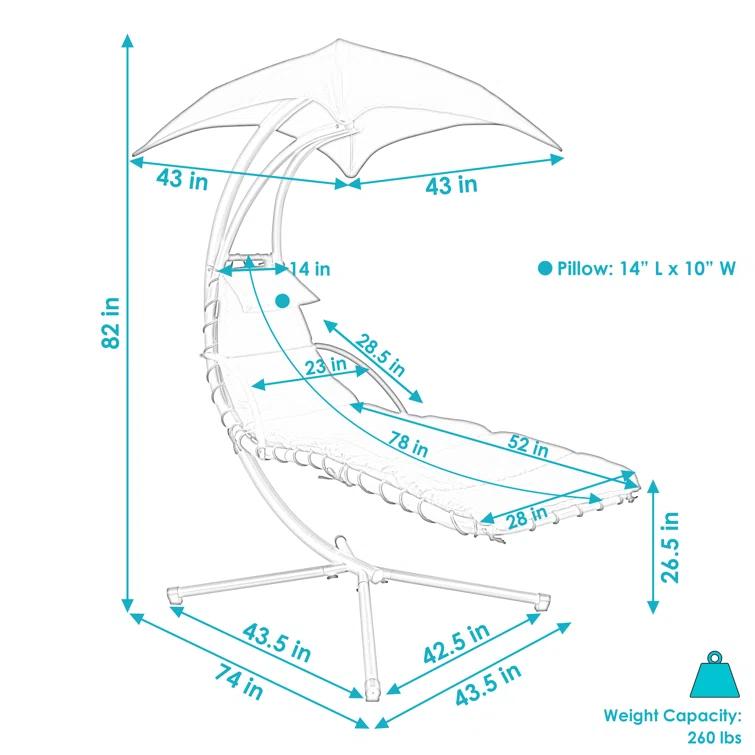 Steel Outdoor Floating Chaise Lounge Chair with Canopy with Stand