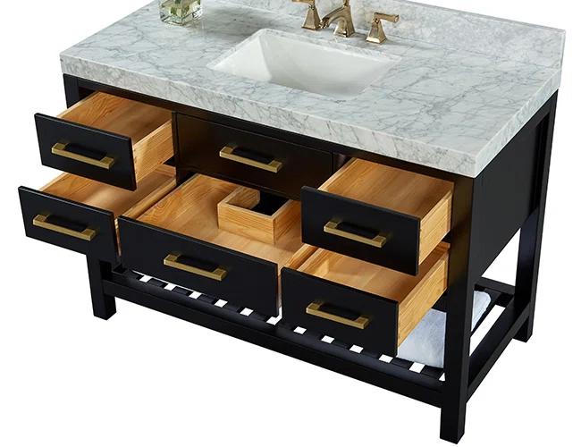 Ancerre Designs Elizabeth 48" Wood Bathroom Vanity Set in Black Onyx