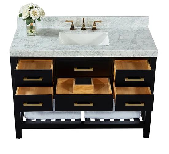 Ancerre Designs Elizabeth 48" Wood Bathroom Vanity Set in Black Onyx
