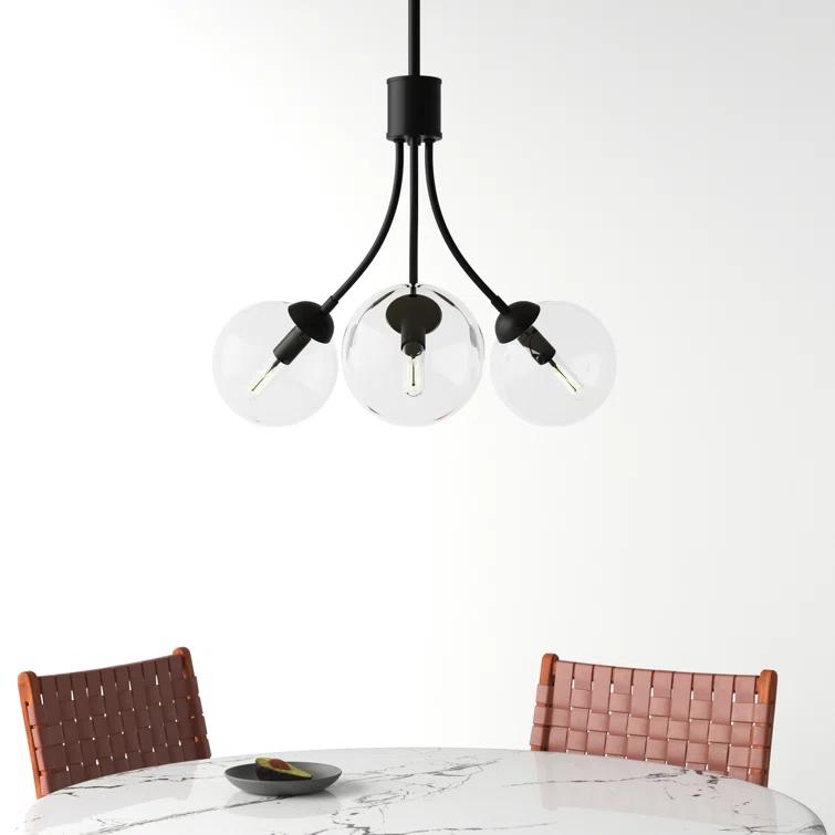 Moonrise 3 Light Metal Dimmable Globe Chandelier