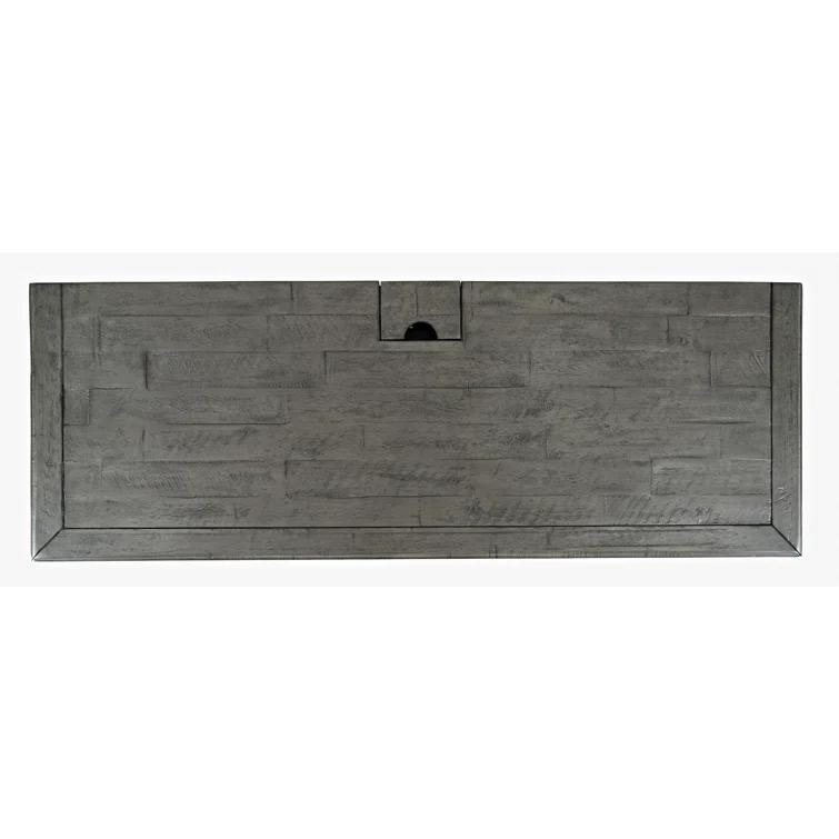 Rustic Gray Wood Home Office Desk with USB and Power Outlet