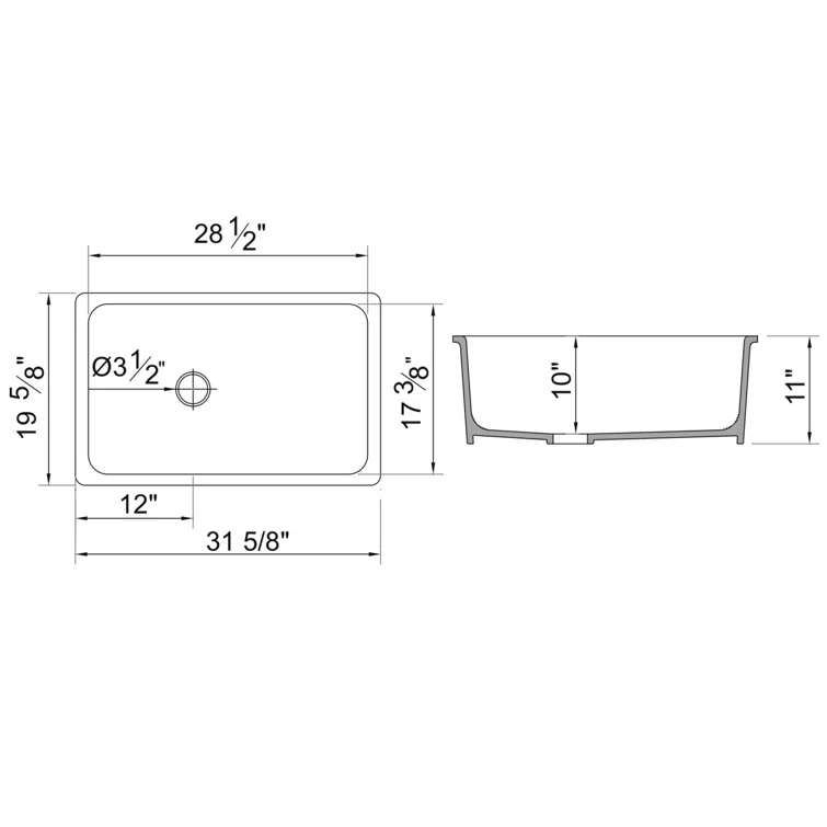 Allia 32" Fireclay Single Bowl Undermount Kitchen Sink