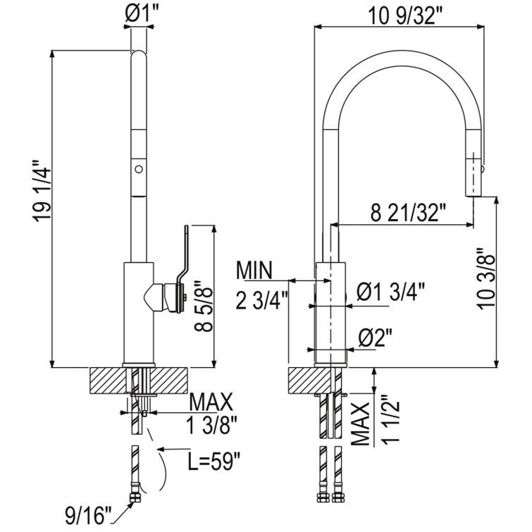 Myrina Pull-Down Kitchen Faucet With C-Spout