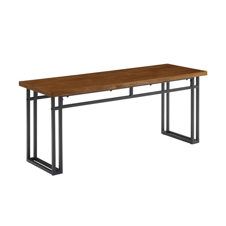Debasish Dual-Metal Leg Wood Dining Bench