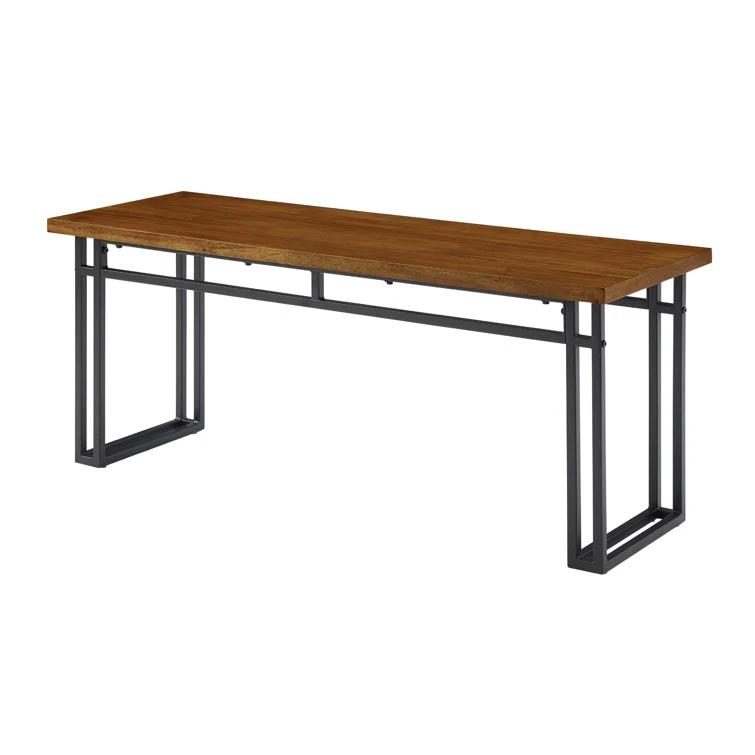 Debasish Dual-Metal Leg Wood Dining Bench