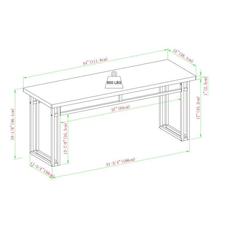 Debasish Dual-Metal Leg Wood Dining Bench
