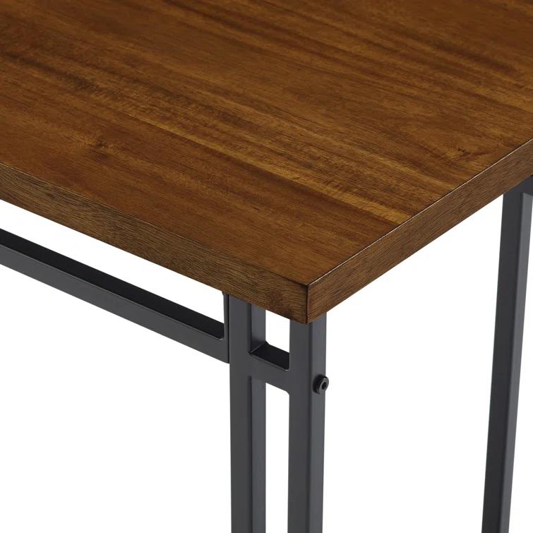 Debasish Dual-Metal Leg Wood Dining Bench