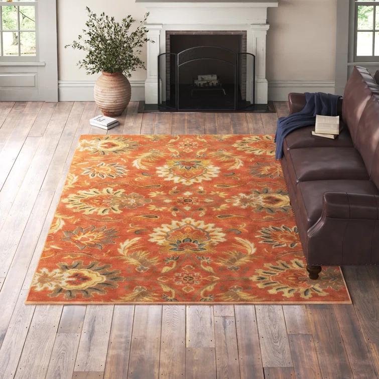 Aaron Hand Tufted Wool Terracotta/Orange/Dusty Sage Rug