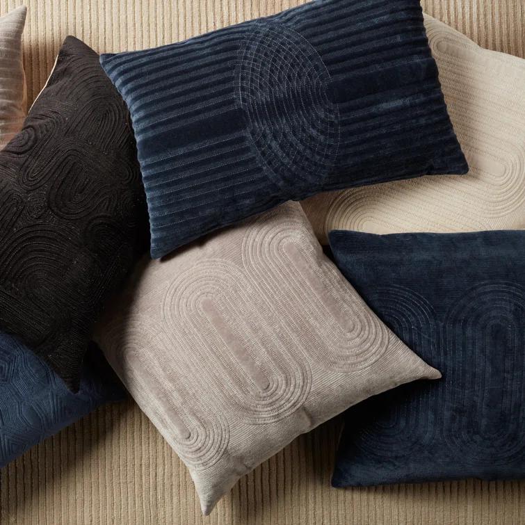 Deco Geometric Cotton Lumbar Throw Pillow