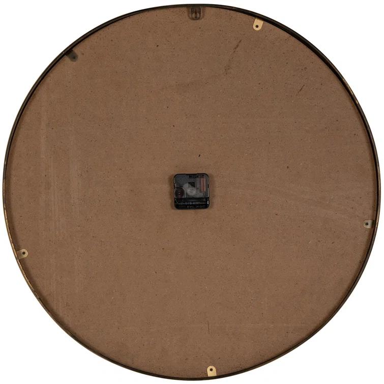 Mid-Century Mahogany Wood & Warm Metal 23.75'' Wall Clock