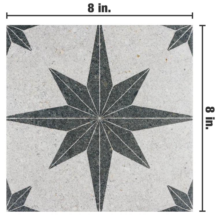 BATCH Tulum Compass 8" x 8" Patterned Wall & Floor Tile