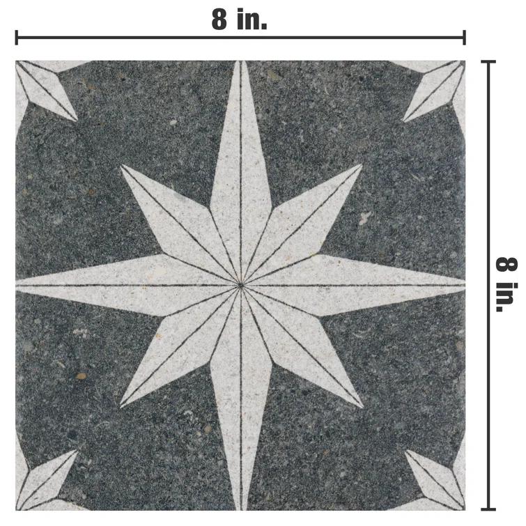 Merola Tile Compass Star 8" x 8" Porcelain Stone Look Wall & Floor Tile