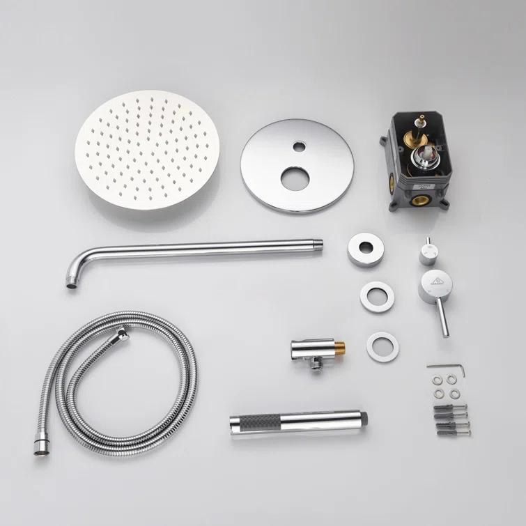 Pressure-Balanced Complete Shower System with 10-Inch Rain Shower Head, Handheld, Rough-in Valve