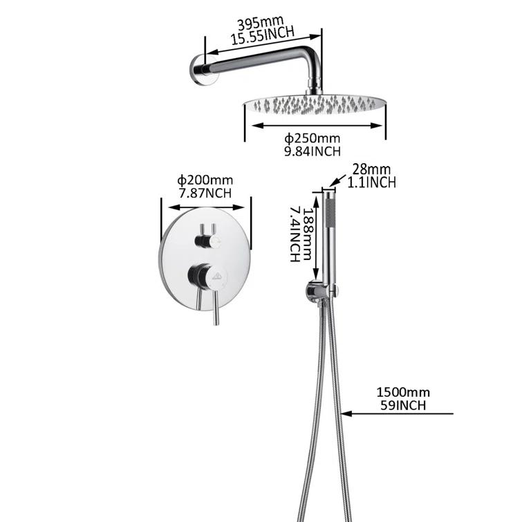Pressure-Balanced Complete Shower System with 10-Inch Rain Shower Head, Handheld, Rough-in Valve